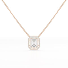 11.43 CT Emerald Cut Halo Lab Diamond Pendant