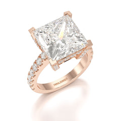11.42 CT Lab Diamond Princess Cut Hidden Halo Ring