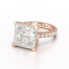 11.42 CT Lab Diamond Princess Cut Hidden Halo Ring