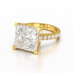 11.42 CT Lab Diamond Princess Cut Hidden Halo Ring