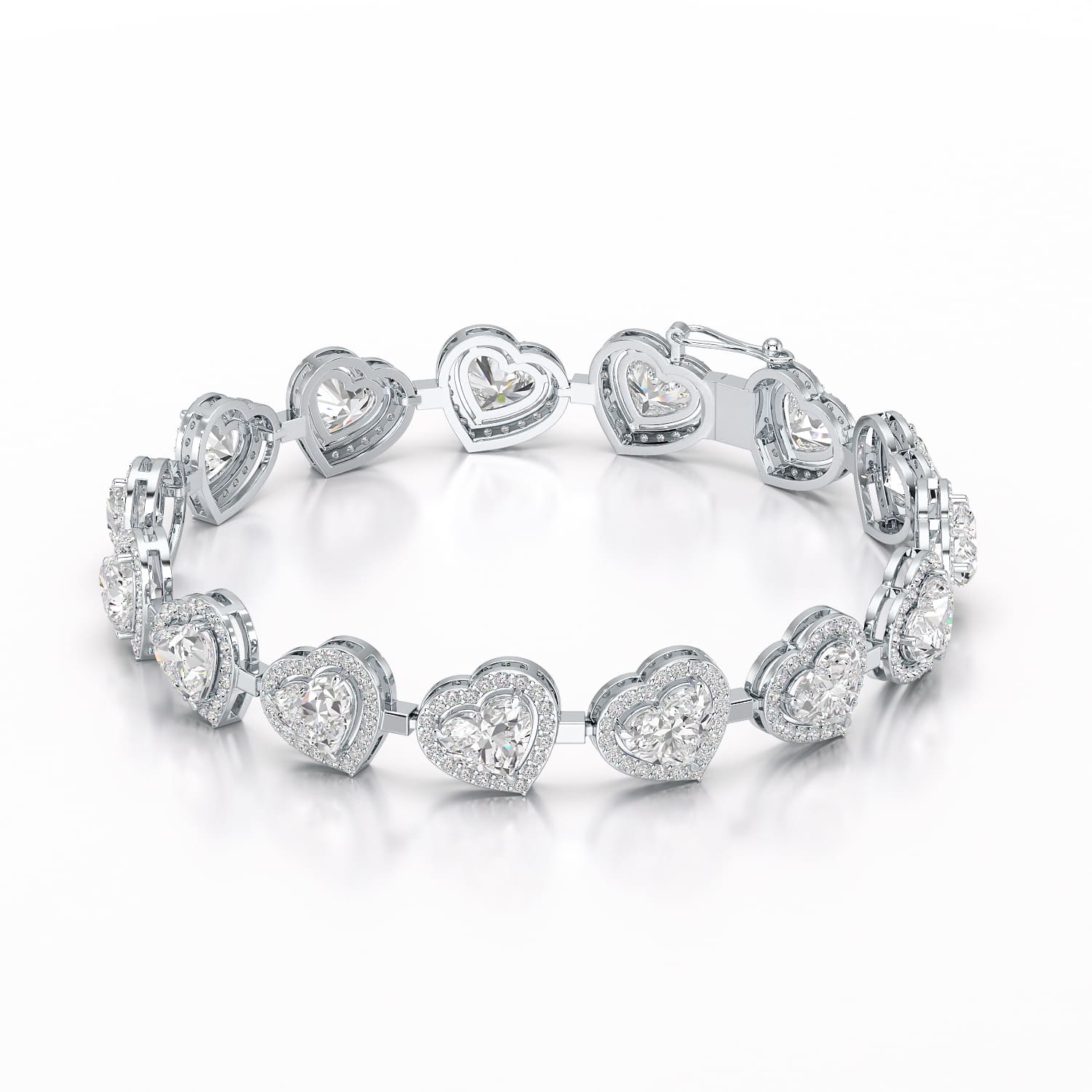 17.4 CT Heart Shaped Lab Diamond Bracelet