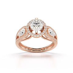 2.09 CT Round Cut Halo Lab Diamond Engagement Ring