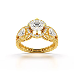 2.09 CT Round Cut Halo Lab Diamond Engagement Ring