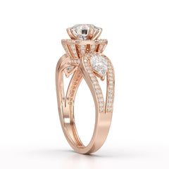 2.09 CT Round Cut Halo Lab Diamond Engagement Ring