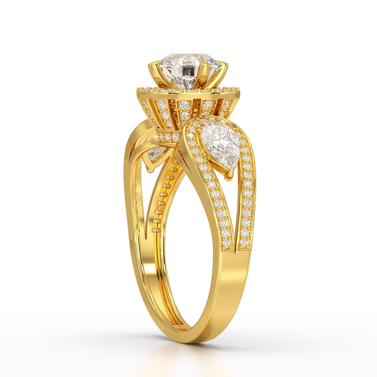 2.09 CT Round Cut Halo Lab Diamond Engagement Ring