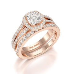 2.12 CT Cushion Cut Halo Lab Diamond Ring