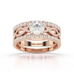 2.12 CT Lab Diamond Halo Triple Row Engagement Ring