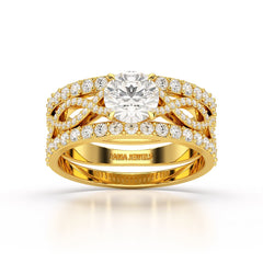 2.12 CT Lab Diamond Halo Triple Row Engagement Ring