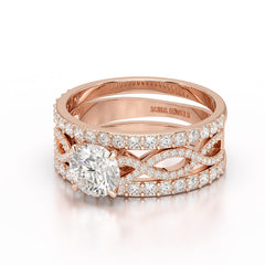 2.12 CT Lab Diamond Halo Triple Row Engagement Ring