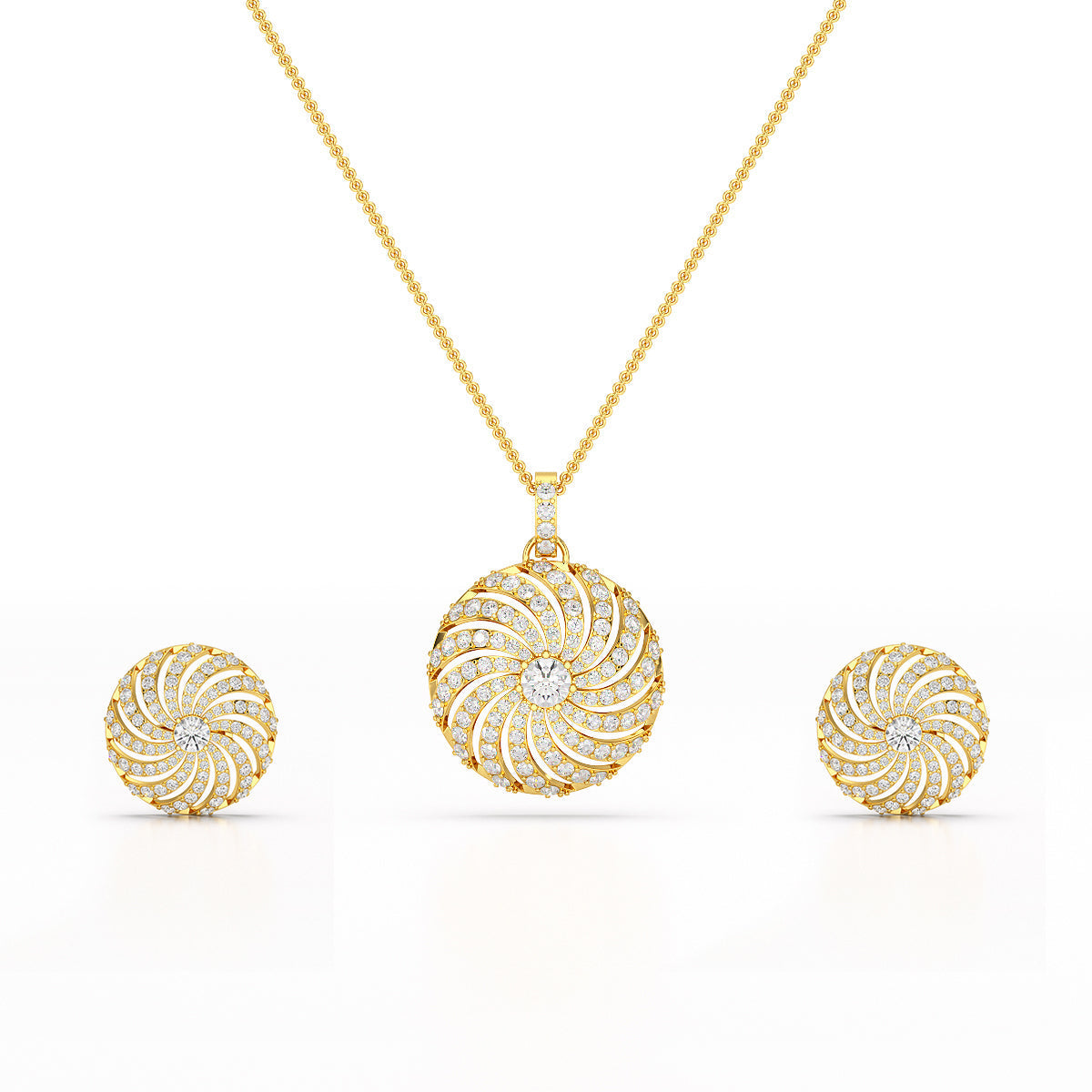 2.33 CT Round Cut Lab Diamond Earring and Pendant Set