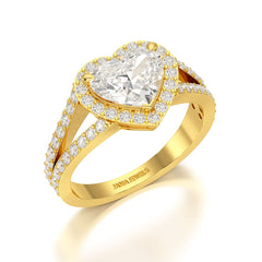 2.35 CT Lab Diamond Heart Shaped Halo Ring