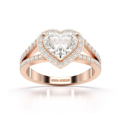 2.35 CT Lab Diamond Heart Shaped Halo Ring