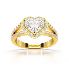2.35 CT Lab Diamond Heart Shaped Halo Ring