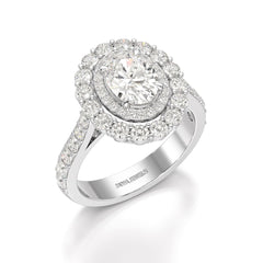 2.39 CT Lab Diamond Oval Cut Halo Engagement Ring