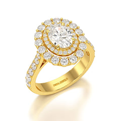 2.39 CT Lab Diamond Oval Cut Halo Engagement Ring