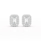 2.51 CT Lab Diamond Halo Emerald Stud Earrings