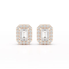 2.51 CT Lab Diamond Halo Emerald Stud Earrings