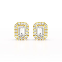 2.51 CT Lab Diamond Halo Emerald Stud Earrings