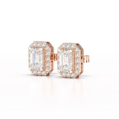 2.51 CT Lab Diamond Halo Emerald Stud Earrings