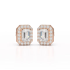 2.51 CT Lab Diamond Halo Emerald Stud Earrings