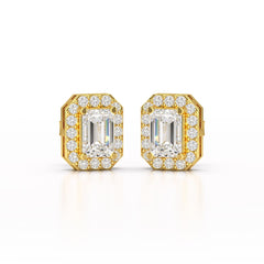2.51 CT Lab Diamond Halo Emerald Stud Earrings
