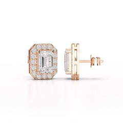 2.51 CT Lab Diamond Halo Emerald Stud Earrings