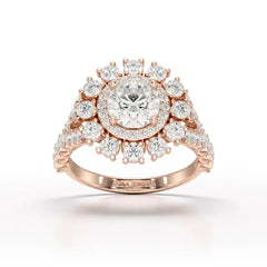 2.63 CT Double Halo Lab Diamond Wedding Ring - Jama Jewels