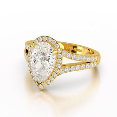 2.65 CT Lab Diamond Pear Cut Halo Ring