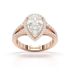 2.65 CT Lab Diamond Pear Cut Halo Ring