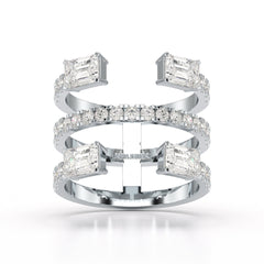 2.83 CT Three Layer Emerald Cut Lab Diamond Ring
