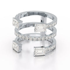 2.83 CT Three Layer Emerald Cut Lab Diamond Ring