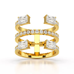 2.83 CT Three Layer Emerald Cut Lab Diamond Ring