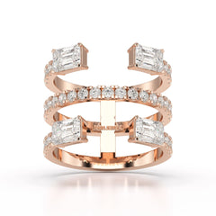 2.83 CT Three Layer Emerald Cut Lab Diamond Ring