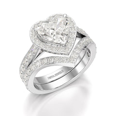 2.85 CT Lab Diamond Heart Shaped Halo Ring