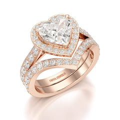 2.85 CT Lab Diamond Heart Shaped Halo Ring