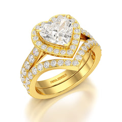 2.85 CT Lab Diamond Heart Shaped Halo Ring