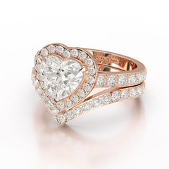 2.85 CT Lab Diamond Heart Shaped Halo Ring