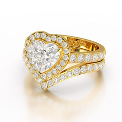 2.85 CT Lab Diamond Heart Shaped Halo Ring