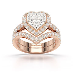 2.85 CT Lab Diamond Heart Shaped Halo Ring