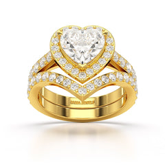 2.85 CT Lab Diamond Heart Shaped Halo Ring