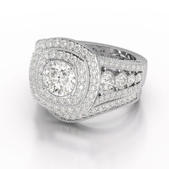 2.9 CT Round Cut Halo Lab Diamond Ring