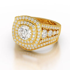 2.9 CT Round Cut Halo Lab Diamond Ring