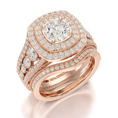 2.9 CT Round Cut Halo Lab Diamond Ring