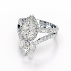 3 CT Marquise and Pear Cut Double Layer Lab Diamond Ring