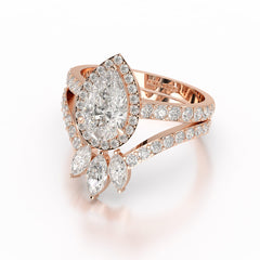 3 CT Marquise and Pear Cut Double Layer Lab Diamond Ring