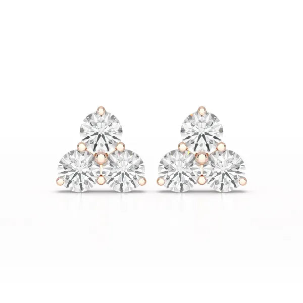 2 CT Three Stone Round Lab Diamond Earring