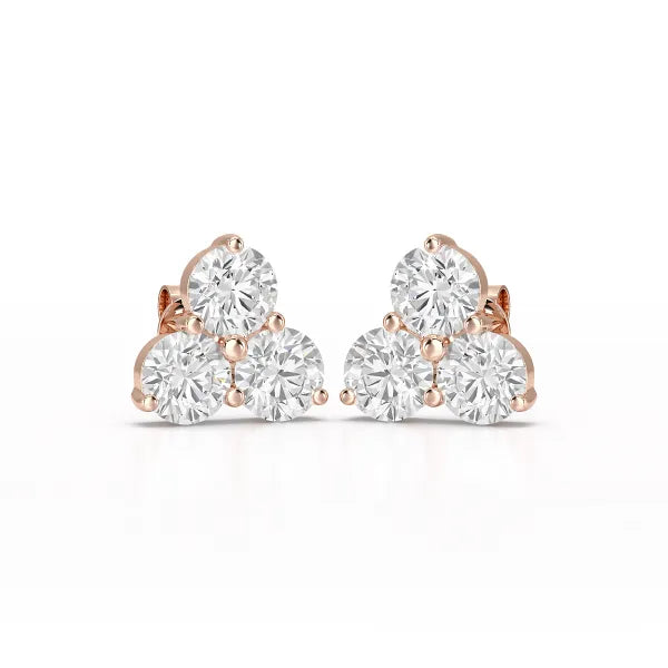 2 CT Three Stone Round Lab Diamond Earring
