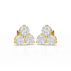 2 CT Three Stone Round Lab Diamond Earring