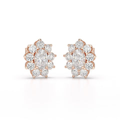 3.06 CT Lab Diamond Oval Cut Stud Earrings