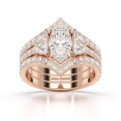 3.1 CT Marquise Cut Lab Diamond Layered Ring